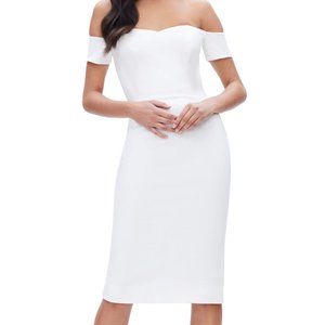 NEW Dress The Population Dress Bailey Off Shoulder Sheath Off-White Size L MSRP
